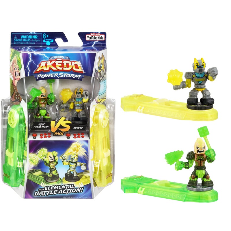 AKEDO Legends of Akedo Powerstorm Versus Pack 2 Mini Battling Action Figures and 2 Battle Controllers Epic Angry Astrid Versus Boot-Up,Multicolor - Image 1