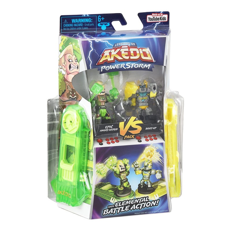 AKEDO Legends of Akedo Powerstorm Versus Pack 2 Mini Battling Action Figures and 2 Battle Controllers Epic Angry Astrid Versus Boot-Up,Multicolor - Image 4