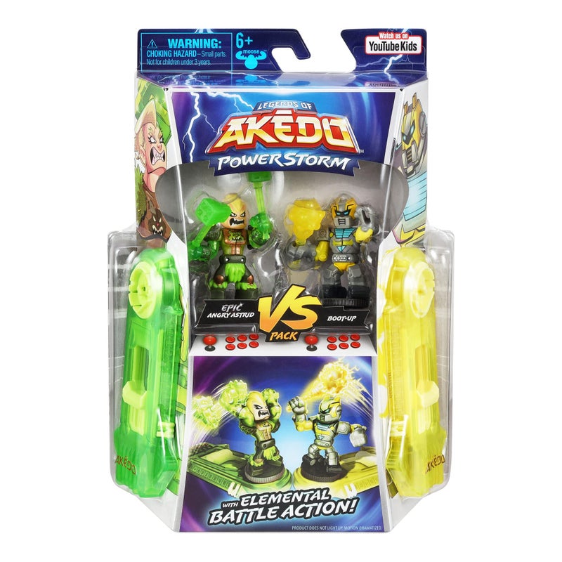 AKEDO Legends of Akedo Powerstorm Versus Pack 2 Mini Battling Action Figures and 2 Battle Controllers Epic Angry Astrid Versus Boot-Up,Multicolor - Image 3