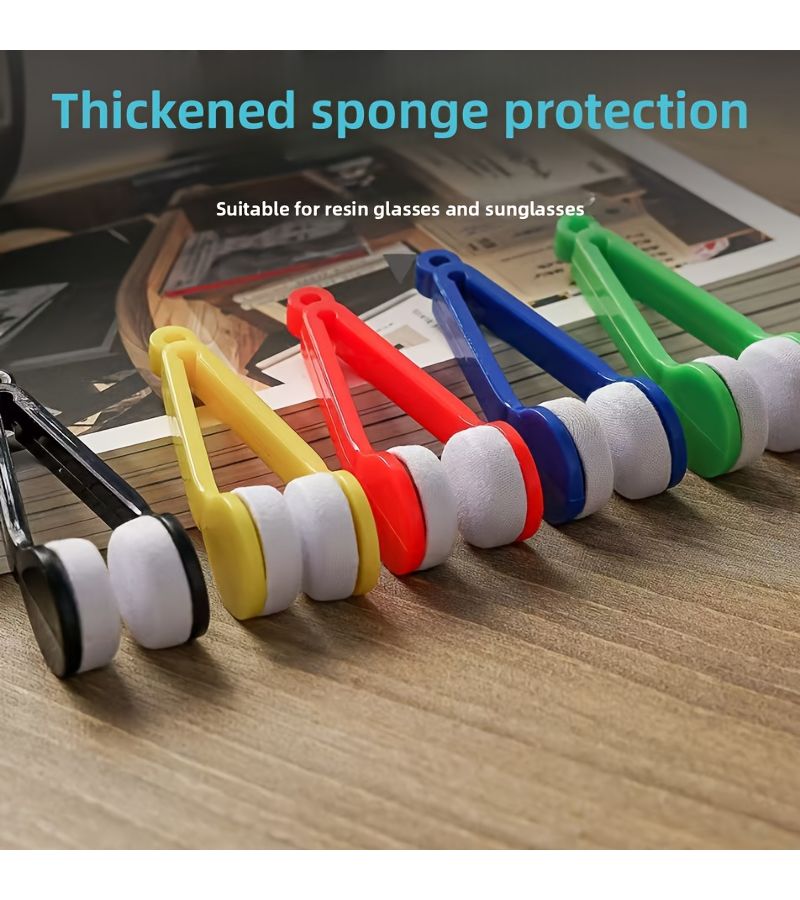 Portable Multifunctional Glasses Cleaner With Ultrasonic Cleaner Microfiber Cloth And Double Sided Brush Safe For Lenses No Marks Spotless Anytime Anywhere Random Color 1pc - Image 1