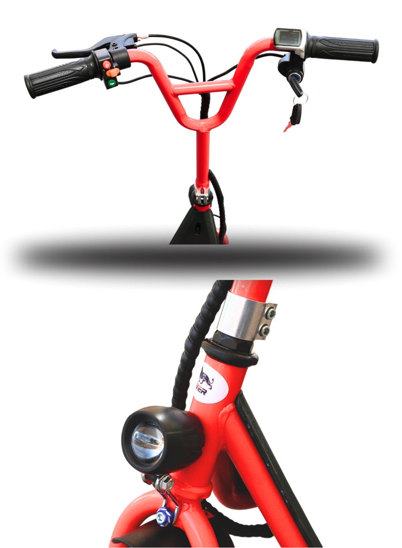 IBAMA Mini Harley Kids Electric Scooter With Seat LED Light | 36V/250W Motor |13Ah battery | Three Speed Modes 25Km/h Electric Scooter For Kids ( Red ) - Image 3