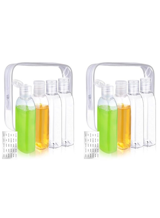 MAYCREATE® 8PCS Travel Bottle Kit for Toiletries 100ml Plastic Shampoo Bottles Set Transparent Flip Cap Refill Squeeze Leakproof Containers Lotion - Image 1