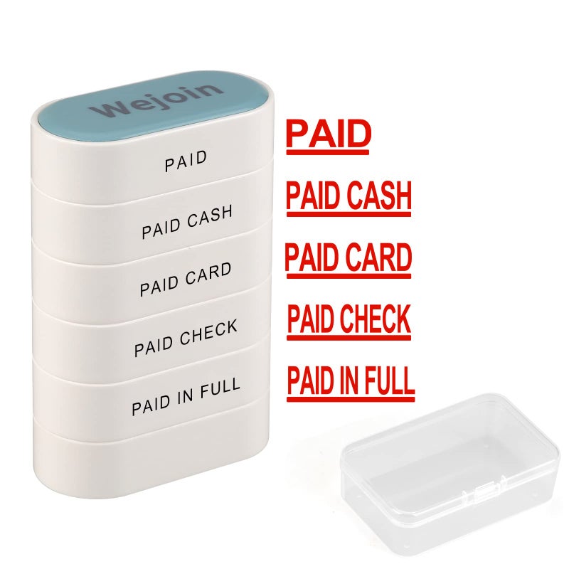 WEJOIN Office Paid Stamps Set Self Inking Rubber Stamp PaidCash Card Check Paid in Full with Red Ink PreInked Stamper for Business Bookkeeping Ordering Accounting Work