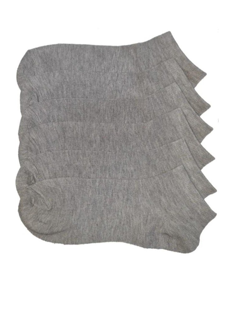 6 Pair Of Casual Ankle Socks Light Grey