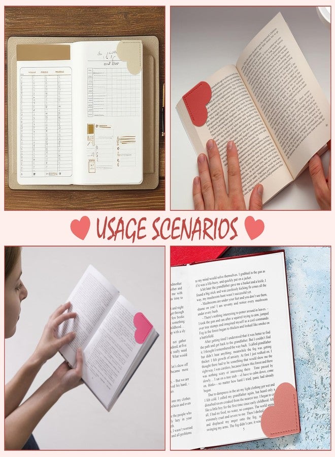 Skyygemm 12 Pcs Galentine's Day Leather Heart Bookmarks Valentine's Day Red Pink Corner Page Bookmark for Reading Book Holder Markers Book Lovers Gifts Accessories for Women Teachers - Image 5