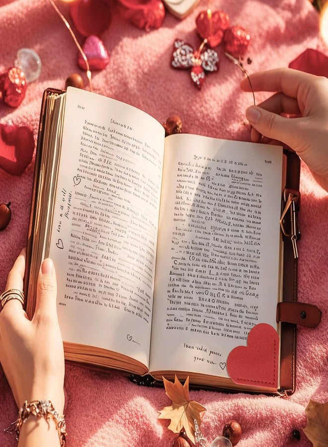 Skyygemm 12 Pcs Galentine's Day Leather Heart Bookmarks Valentine's Day Red Pink Corner Page Bookmark for Reading Book Holder Markers Book Lovers Gifts Accessories for Women Teachers - Image 3