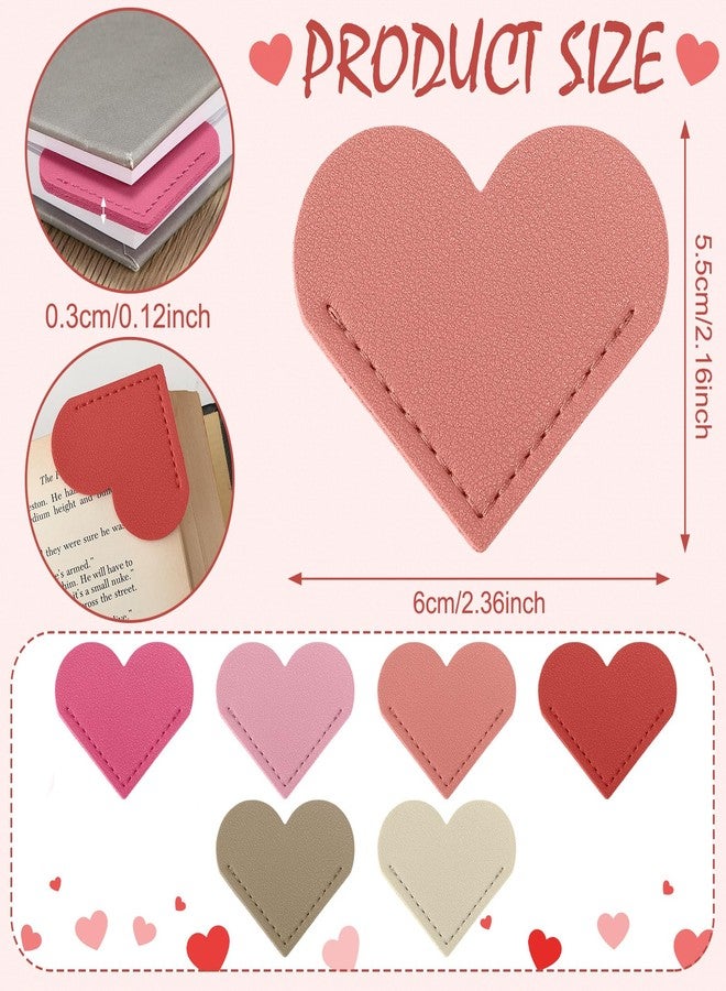 Skyygemm 12 Pcs Galentine's Day Leather Heart Bookmarks Valentine's Day Red Pink Corner Page Bookmark for Reading Book Holder Markers Book Lovers Gifts Accessories for Women Teachers - Image 2