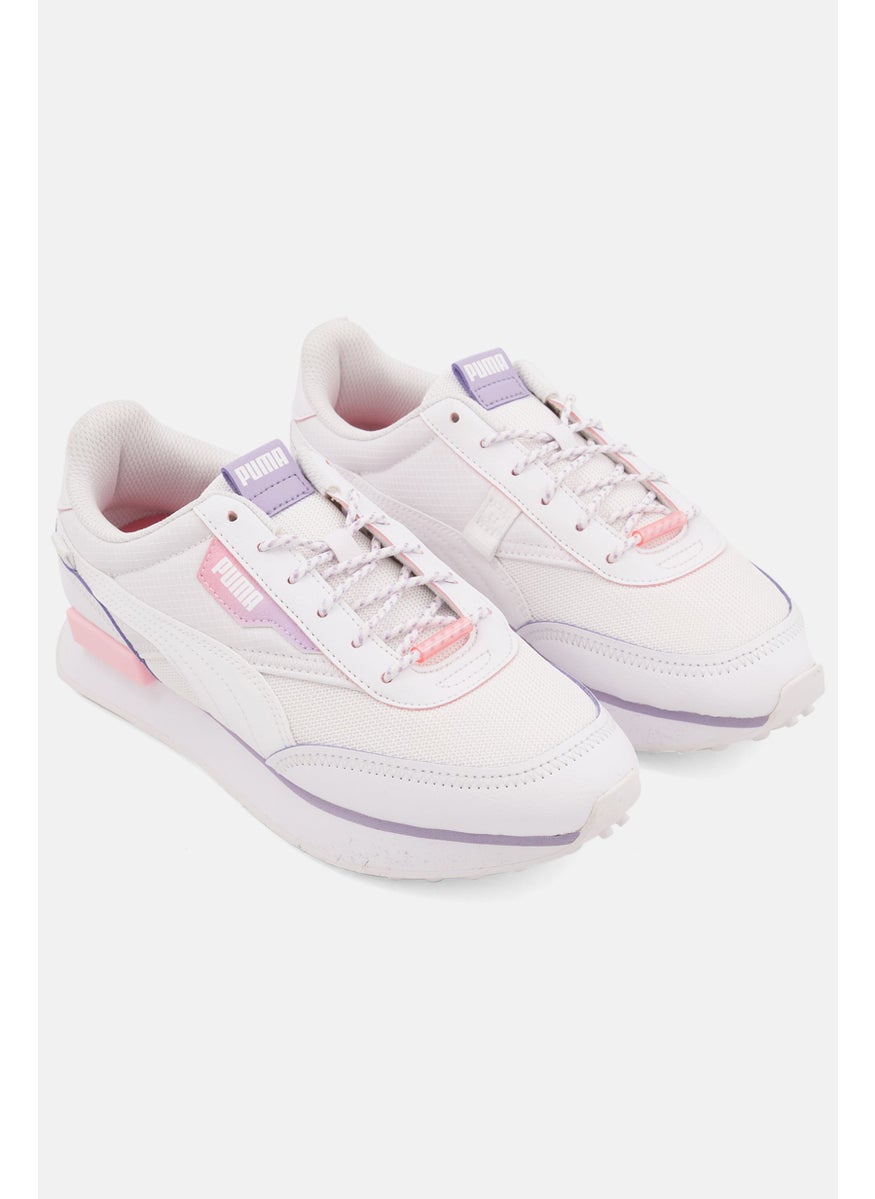 PUMA - Kids Girl Future Rider Cosmic Lace Up Sports Shoes, White Combo - Image 1