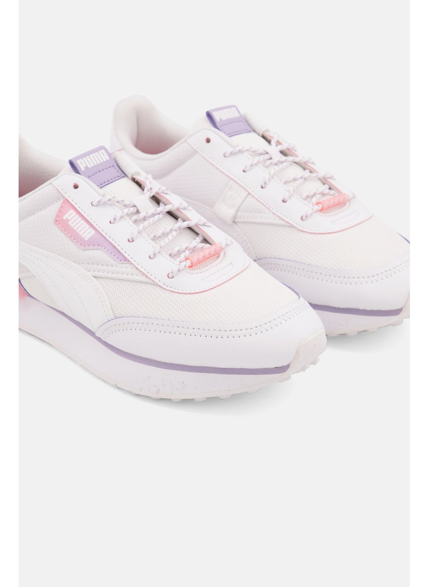 PUMA - Kids Girl Future Rider Cosmic Lace Up Sports Shoes, White Combo - Image 1
