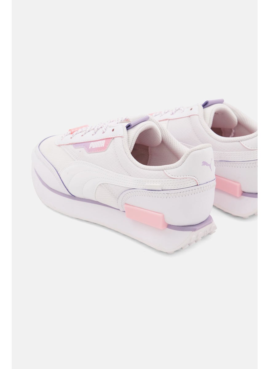 PUMA - Kids Girl Future Rider Cosmic Lace Up Sports Shoes, White Combo - Image 1