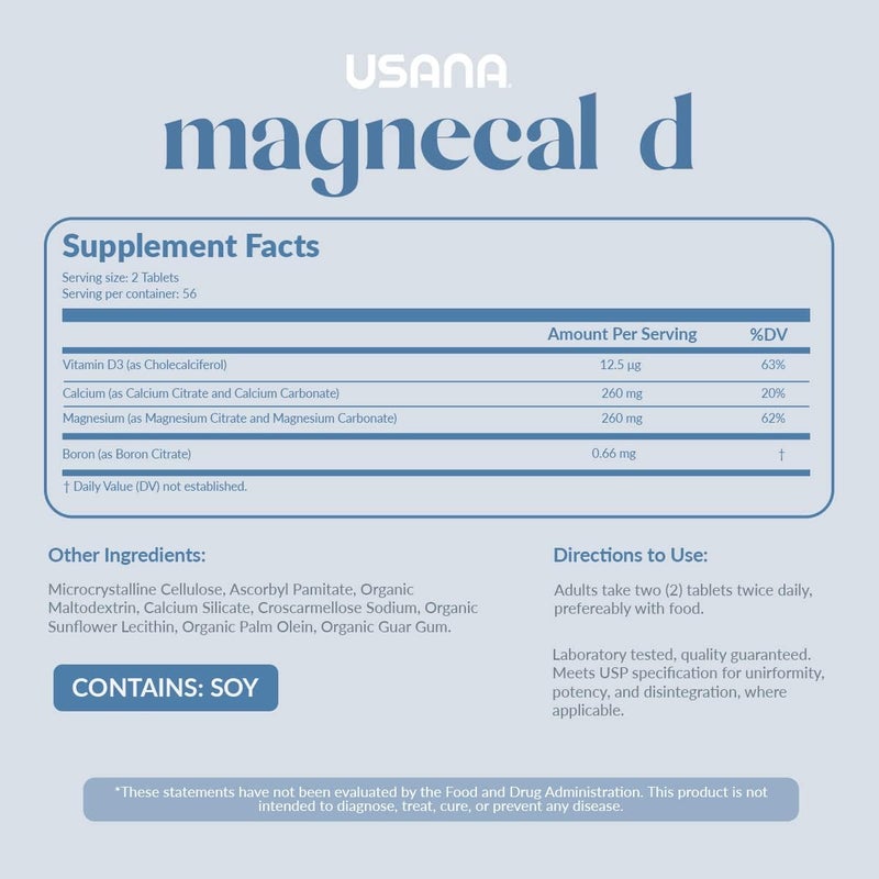 USANA  MagneCal D  Balanced Magnesium  Calcium with Vitamin D to Support Bone Health Strength  Function for Optimal Wellness  112 Tablets - Image 2