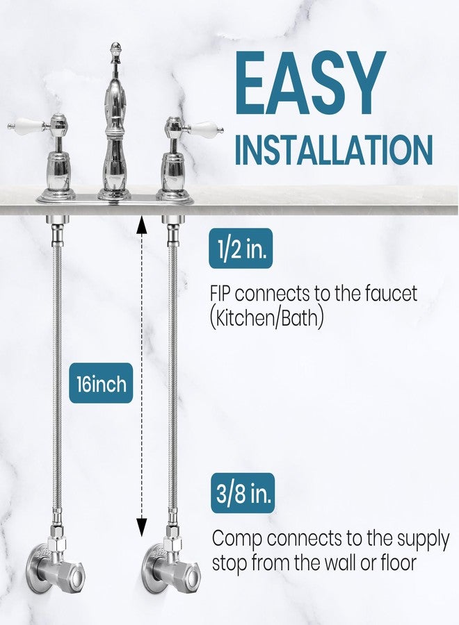 Dreyoo 12 Pack 16 Inch Toilet Water Supply Line, 3/8" Comp x 1/2" FIP Faucet Hose Connector, Stainless Steel Braided Faucet Supply Line Extension, with 2 Wrenches and 2 Sealing Tapes - Image 5