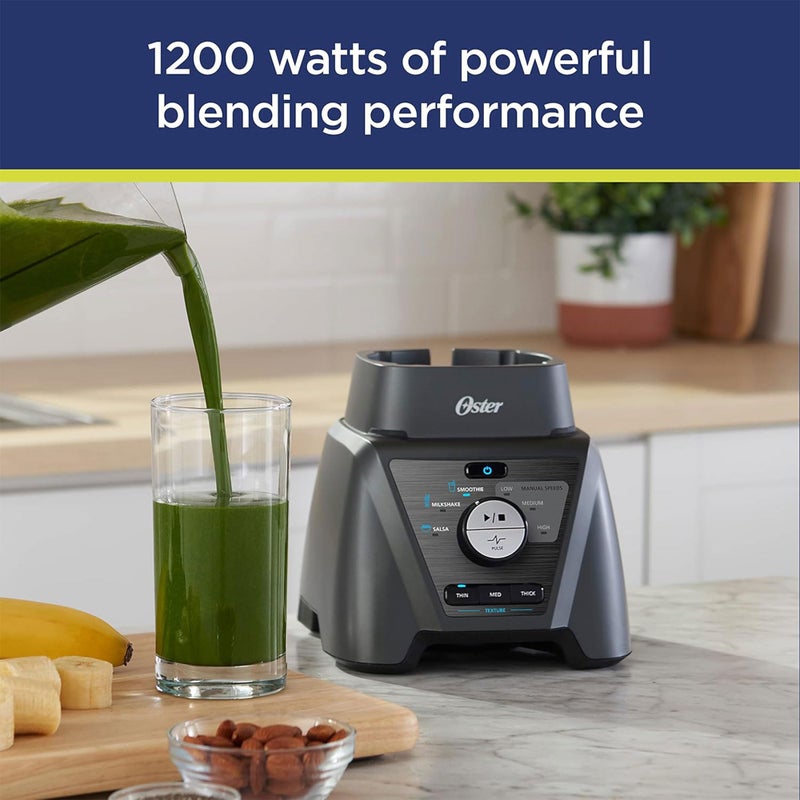 Oster Blender and Food Processor Combo with 3 Settings for Smoothies, Shakes, and Food Chopping, Includes 2 24-Ounce Cups and Lids, Carbon Grey - Image 3