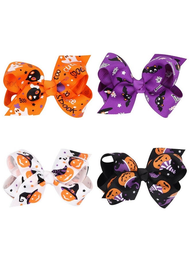 Love Sweety Baby Rose Halloween Headband Infant Pumpkin Hairband Bow Hair Clips (4pc clips) - Image 1