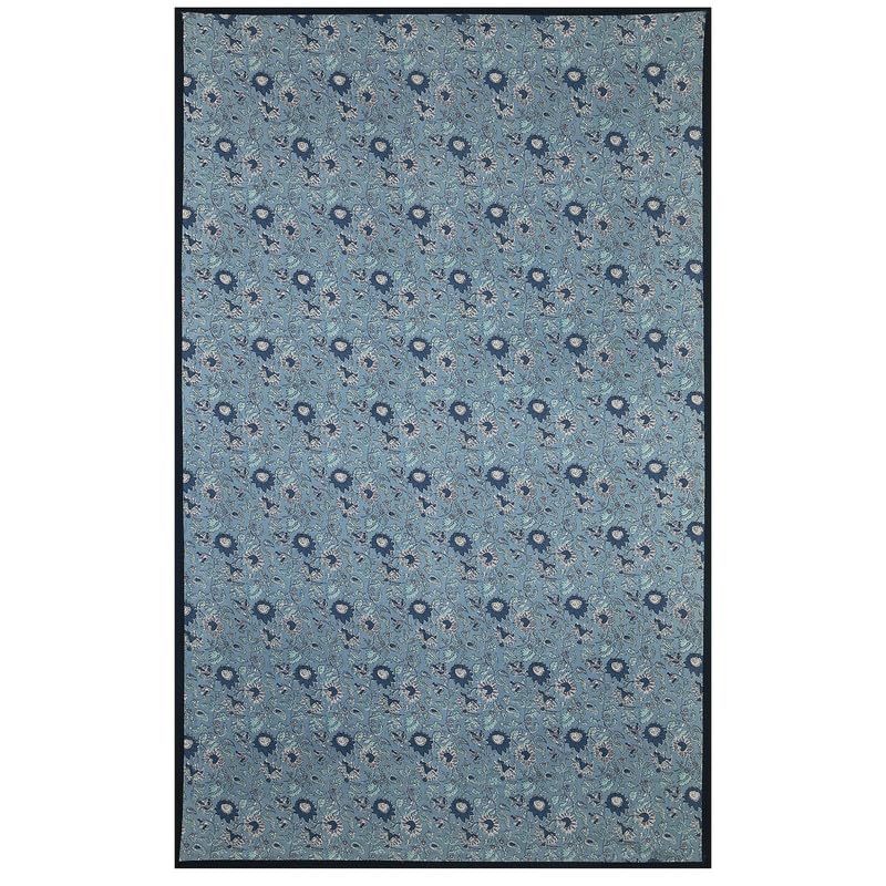 INDHOME LIFE Cotton Rectangular Pack of 1 Blue Floral 4 Seater Center Table Cloth Cover 40 x 60 Inches