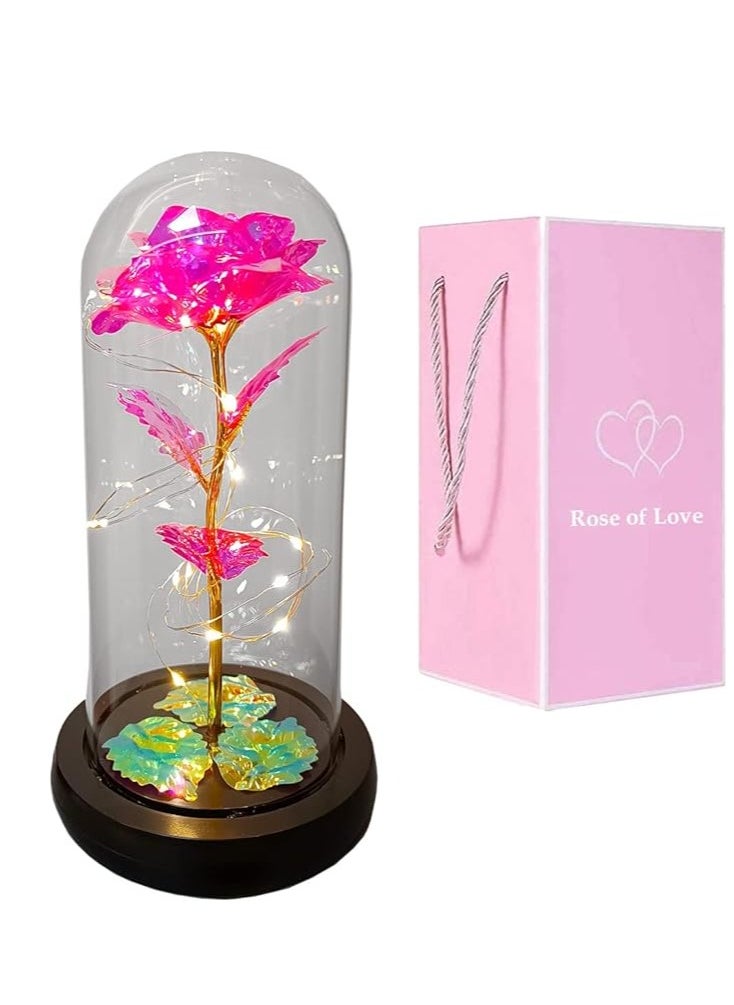 AUSAYE - Romantic Valentine Gifts for Women Wife Mom Girlfriend Pink Rose Gift Love Led Galaxy Rose in Glass Dome, Ideas Gifts for Mother's Day,Birthday,Anniversary - Image 1