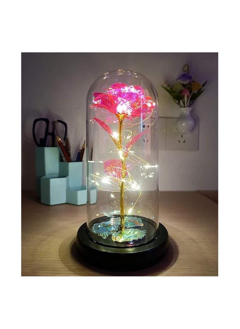 AUSAYE - Romantic Valentine Gifts for Women Wife Mom Girlfriend Pink Rose Gift Love Led Galaxy Rose in Glass Dome, Ideas Gifts for Mother's Day,Birthday,Anniversary - Image 1