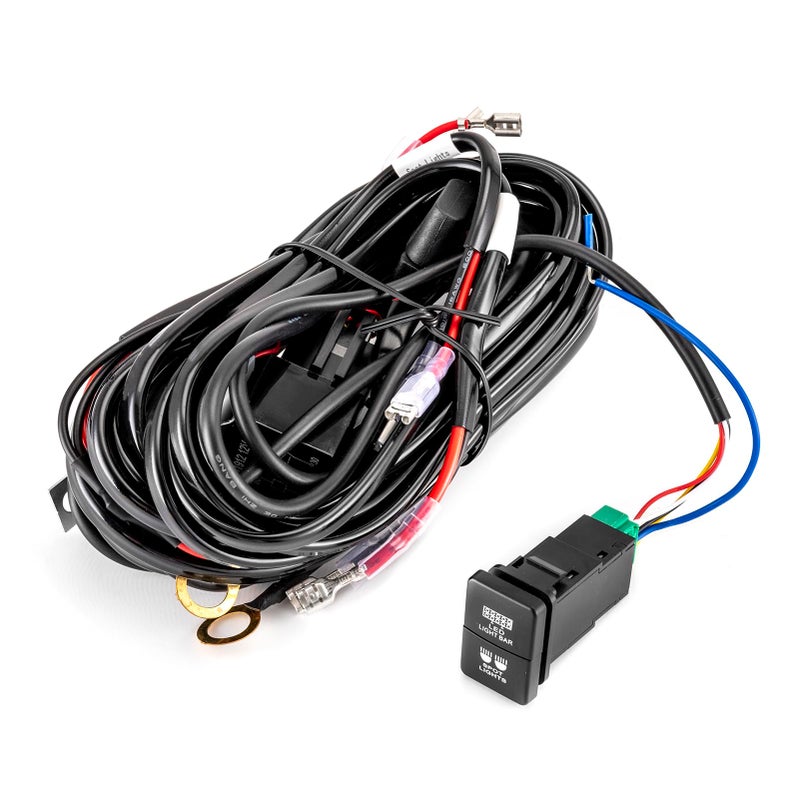 Wsays 3Lead Wiring Harness kit with Dual LED Light Bar Spot Light Switch Small Style Compatible with Toyota vehicles with 128x 087325mm x 22mm surface size