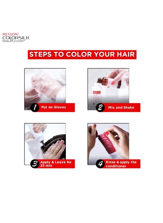 Revlon Colorsilk Beautiful Color, Permanent Hair Color with Keratin, 40ml + 40ml + 11.8ml - Dark Mahogany Brown 3Rb (Pack of 1) - Image 4