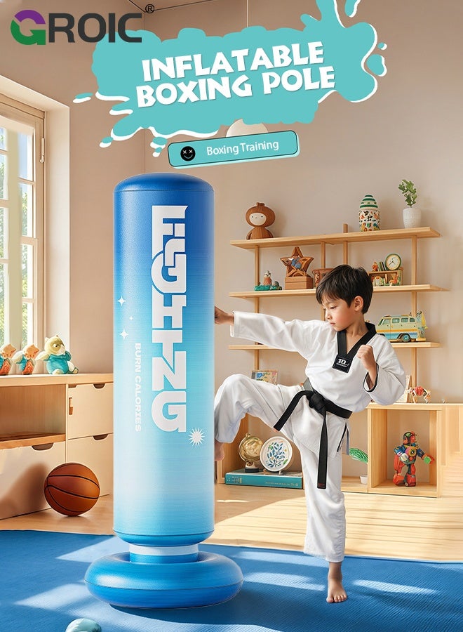 GROIC Inflatable Punching Bag, 57 Inch Stable Inflatable Boxing Bag, Larger Stable Kids Inflatable Boxing Bag Set, Gifts for Boys & Girls for Practicing Karate, Taekwondo, MMA - Image 2