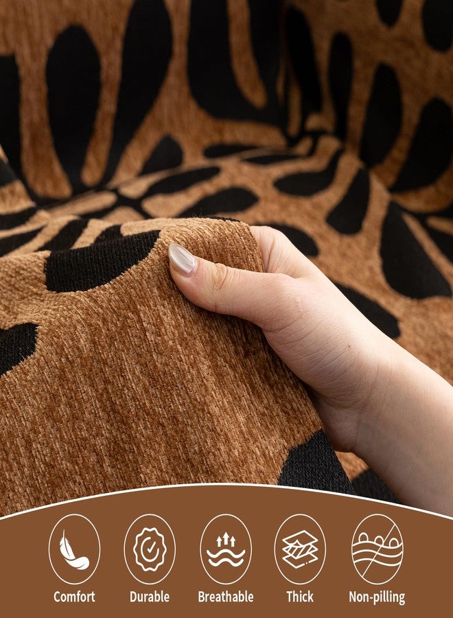 HANDONTIME Boho Couch Cover Geometric Striped Pet Covers for Couches and Sofas Copper Brown and Black Dog Cover for Couch Pet Friendly Chenille Sectional Sofa Covers for Pets Washable, 71" X 134" - Image 2