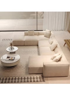 KARNAK Karnak Molly U Shape Sofa for a Modern Lounge and Cozy Corner Linen Fabric Beige  - Image 2