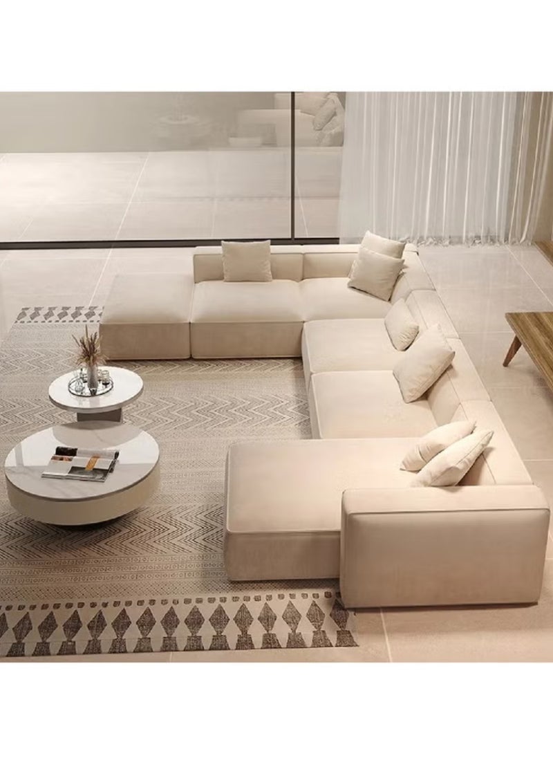 KARNAK - Karnak Molly U Shape Sofa for a Modern Lounge and Cozy Corner Linen Fabric Beige - Image 1