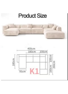 KARNAK Karnak Molly U Shape Sofa for a Modern Lounge and Cozy Corner Linen Fabric Beige  - Image 4