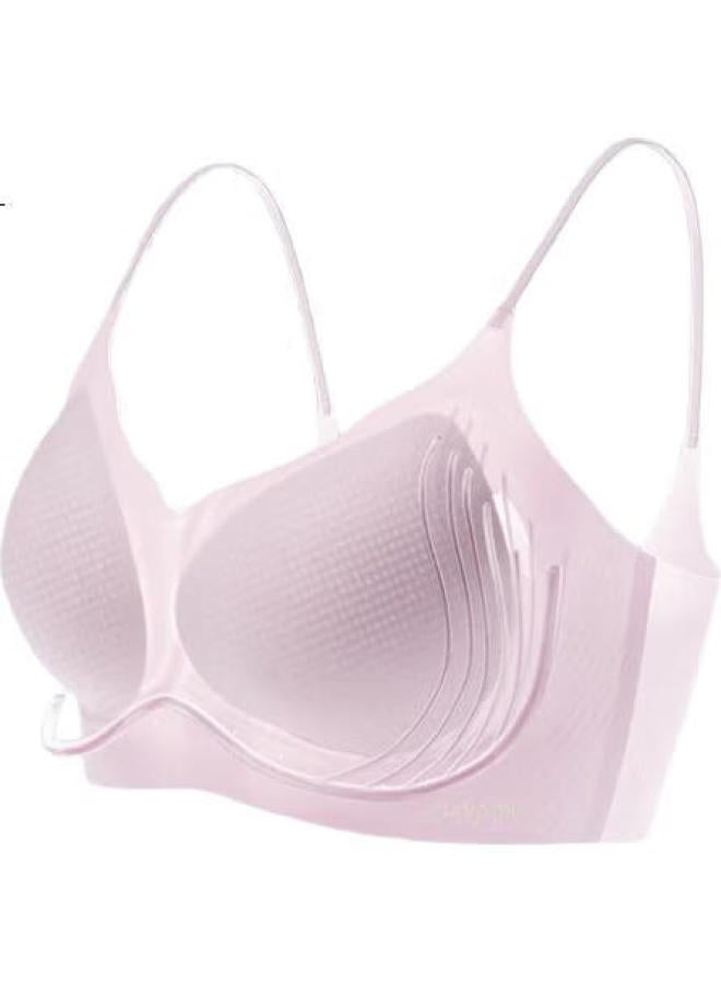 Curveism Cubism Style Women'S Underwear Summer New Thin Cool Breathable Seamless Thin Shoulder Strap Small Chest Push-Up Bra White S - Image 1