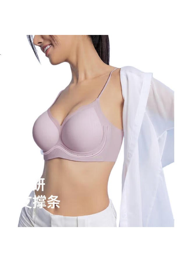 Curveism Cubism Style Women'S Underwear Summer New Thin Cool Breathable Seamless Thin Shoulder Strap Small Chest Push-Up Bra White S - Image 2