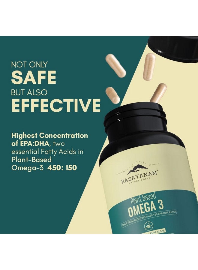 Rasayanam Ashwagandha KSM-66 & Plant Based Omega-3 (60 Veg. Non-Gelatin Capsules Each) - Combo Pack | 450mg EPA:150mg DHA in 1600mg Pure Algae Powder | 500mg Pure Root Extract KSM66 for Men & Women - Image 2