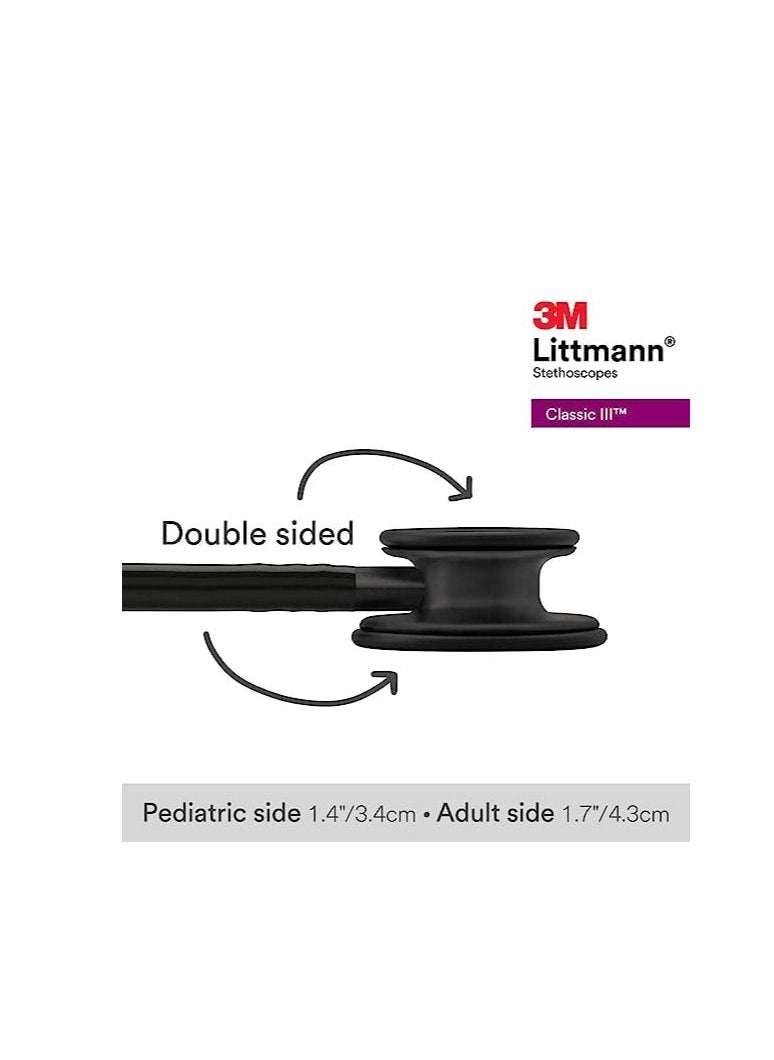 3M Littmann - سماعة الطبيب 3M™ Littmann® Classic III™، إصدار أسود، قطعة صدرية، أنبوب أسود، 27 بوصة، 5803 - Image 1