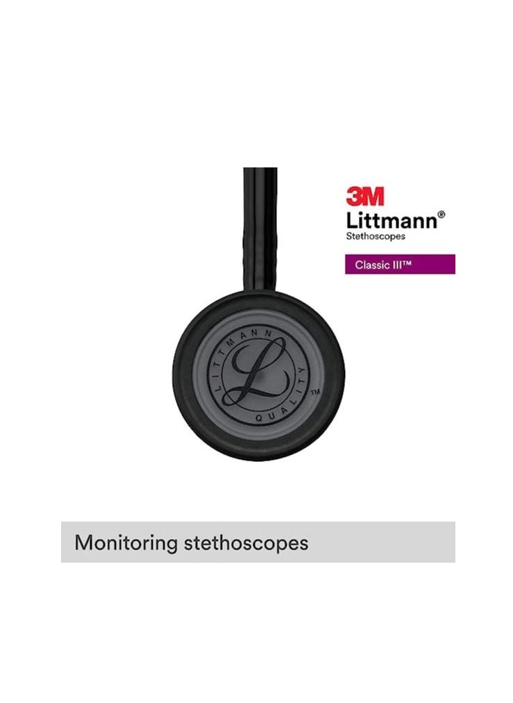 3M Littmann - سماعة الطبيب 3M™ Littmann® Classic III™، إصدار أسود، قطعة صدرية، أنبوب أسود، 27 بوصة، 5803 - Image 1