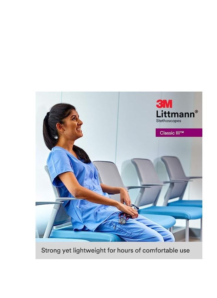 3M Littmann - سماعة الطبيب 3M™ Littmann® Classic III™، إصدار أسود، قطعة صدرية، أنبوب أسود، 27 بوصة، 5803 - Image 1