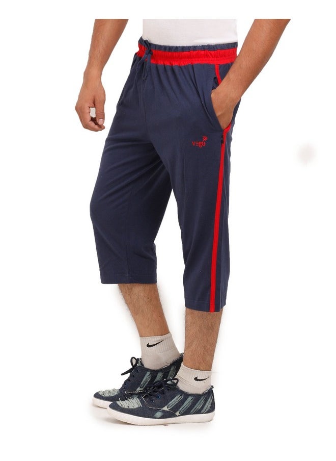 Vego - Vego Mens Cotton Three By Fourth, 3/4, Capri, Three Quarter Ink Blue Regular - Image 1