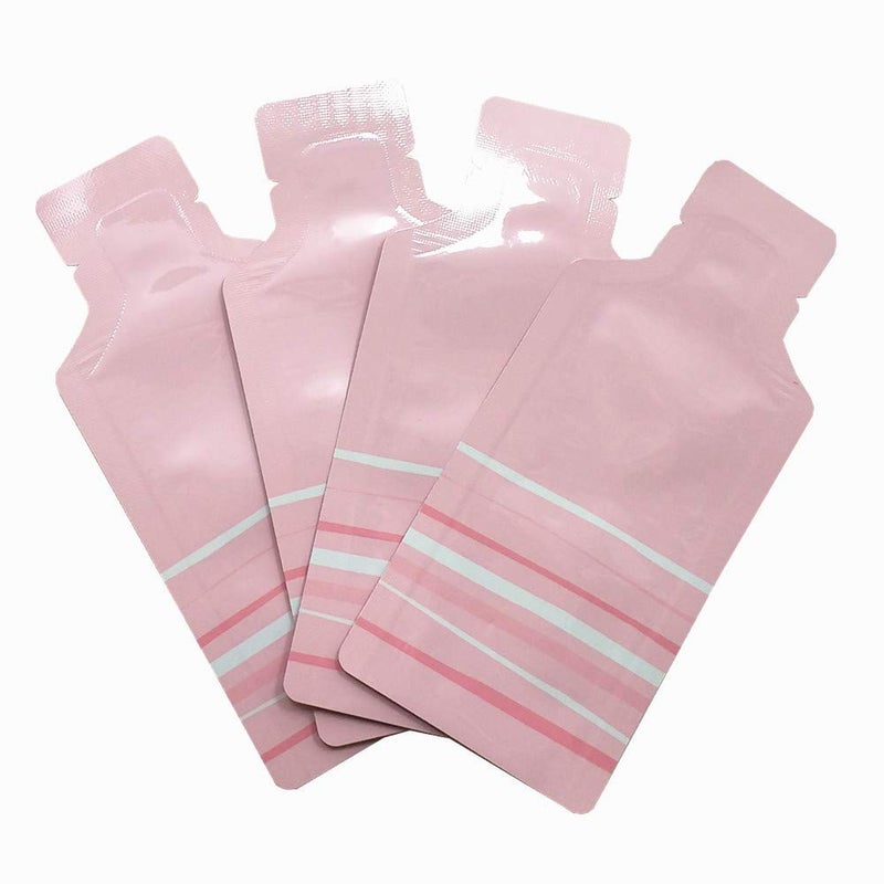PABCK 100 Pcs Disposable Open Up Mylar Storage Bags Cosmetic Shampoo Liquid Containers Sample Pouch Heat Seal Foil Bag Travel Use Packets for Toiletries Skincare Lotion (Pink, 1.97x4.33 inch) - Image 4