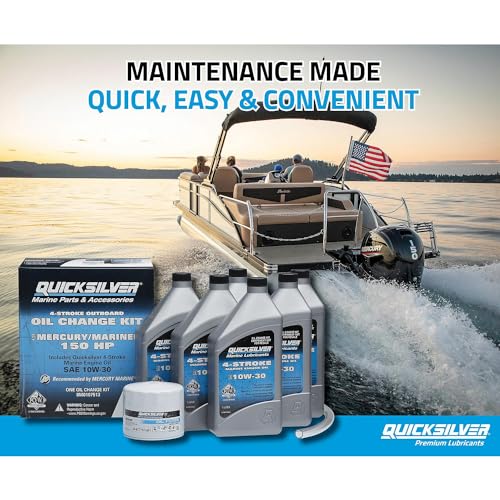Quicksilver طقم تغيير زيت كويك سيلفر 10W-30 لمحركات 4 أشواط 150 حصان من ميركوري ومارينر - Image 2