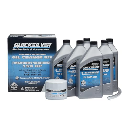 Quicksilver طقم تغيير زيت كويك سيلفر 10W-30 لمحركات 4 أشواط 150 حصان من ميركوري ومارينر - Image 1