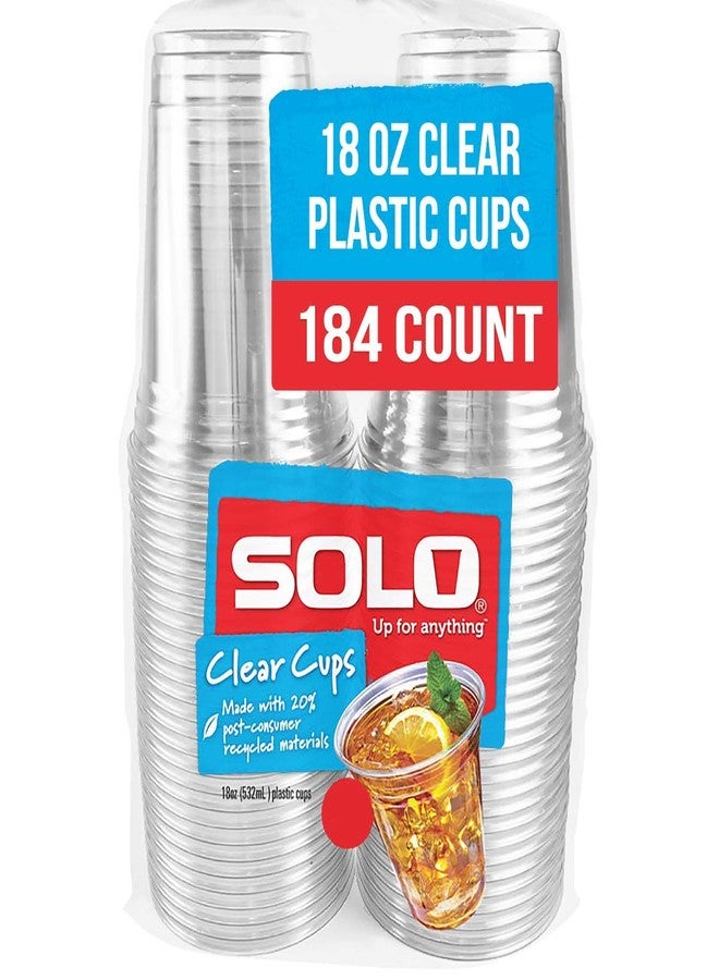 SOLO Cup Company Clear Recycled Plastic Party Cups, 18 Oz, 184 Count - Image 1