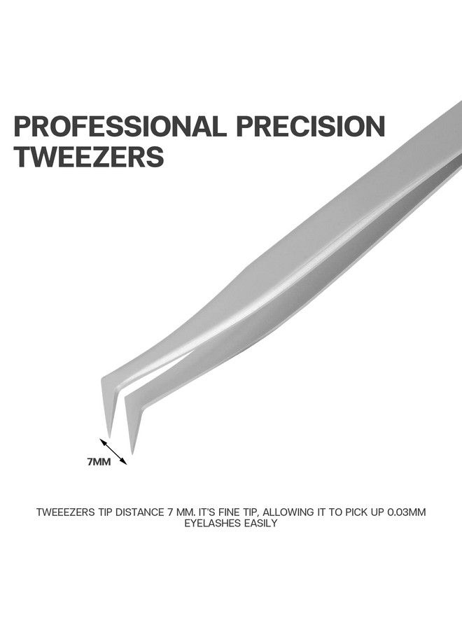 Pretty memory Volume Lash Tweezers Stainless Steel Eyelash Extension Tweezers Professional Precision Mega Curved Angled Tweezer Silver - Image 4