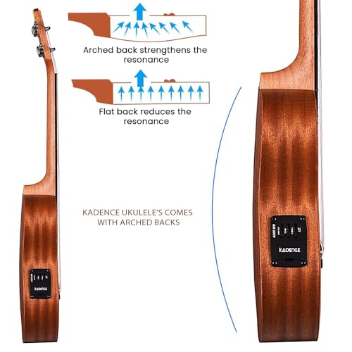 Kadence UKCE03C Concert 24" Electro Acoustic Ukulele | Mahogany Wood | Built-in 2-Band EQ Preamp | Comes with Bag | Includes Learning Course | Brown - Image 5