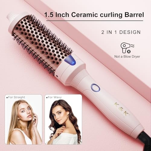 K&K 1.5 Inch Ceramic Tourmaline Ionic Curling Brush Volumizer - Hot Brush Creates Root Volume & Loose Curls, Volume Curls, Hair Styling Tool - Image 3