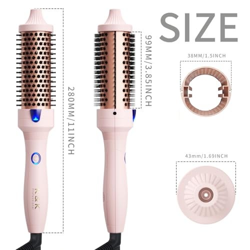 K&K 1.5 Inch Ceramic Tourmaline Ionic Curling Brush Volumizer - Hot Brush Creates Root Volume & Loose Curls, Volume Curls, Hair Styling Tool - Image 5