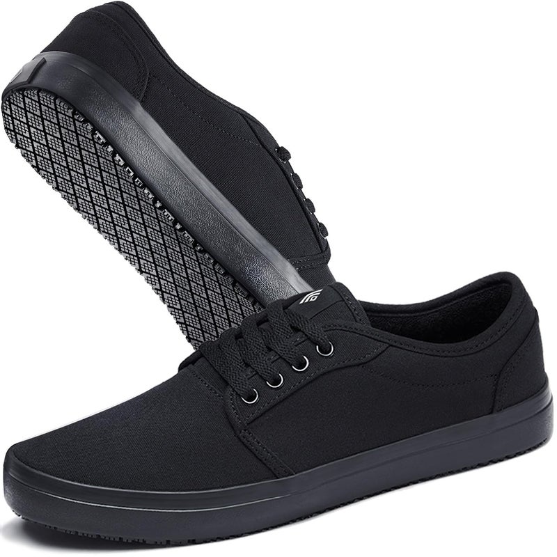 Convole Non-Slip Work Shoes, Unisex Water-Resistant Food Service Sneakers for Restaurant Server, Comfortable Black Casual Water & Oil Slip-Resistant Culinary Chef Kitchen Cook Shoes for Men & Women - Image 1