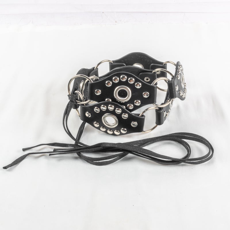 Black Leather Waist Belt for Women