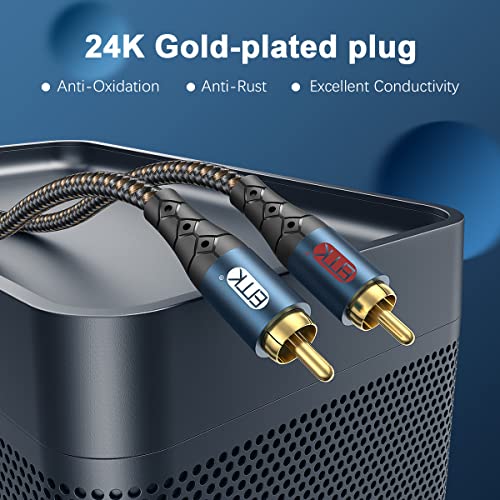 EMK RCA Cable Subwoofer Cable 2RCA Male to 2RCA Male Stereo Audio Cable RCA Splitter 24K Gold-Plated Nylon Braided Double Shielded Digital Analogue Supports Amplifiers,Home Theater,Hi-Fi System(3.3ft/1m) - Image 4