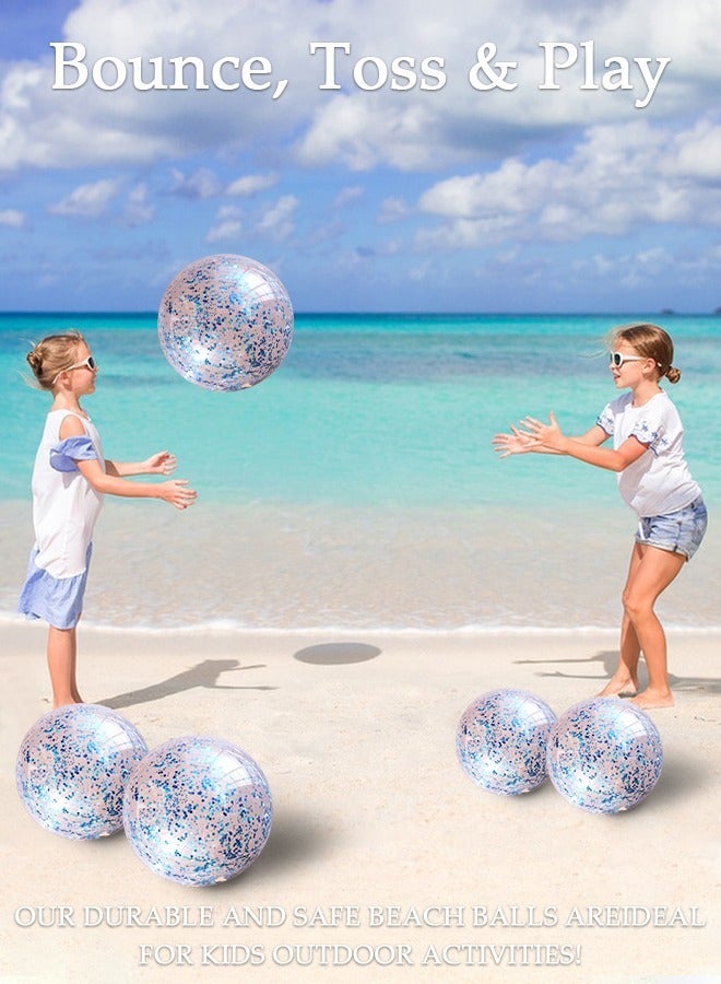 DUNISO 2packs Inflatable Beach Ball Swimming Pool Balls 24 Inches Bouncy Glitter Jelly Ball Confetti Beach Ball Glitter Beach Ball Floating Confetti Ball for Summer Beach, Pool Party Favor - Image 2