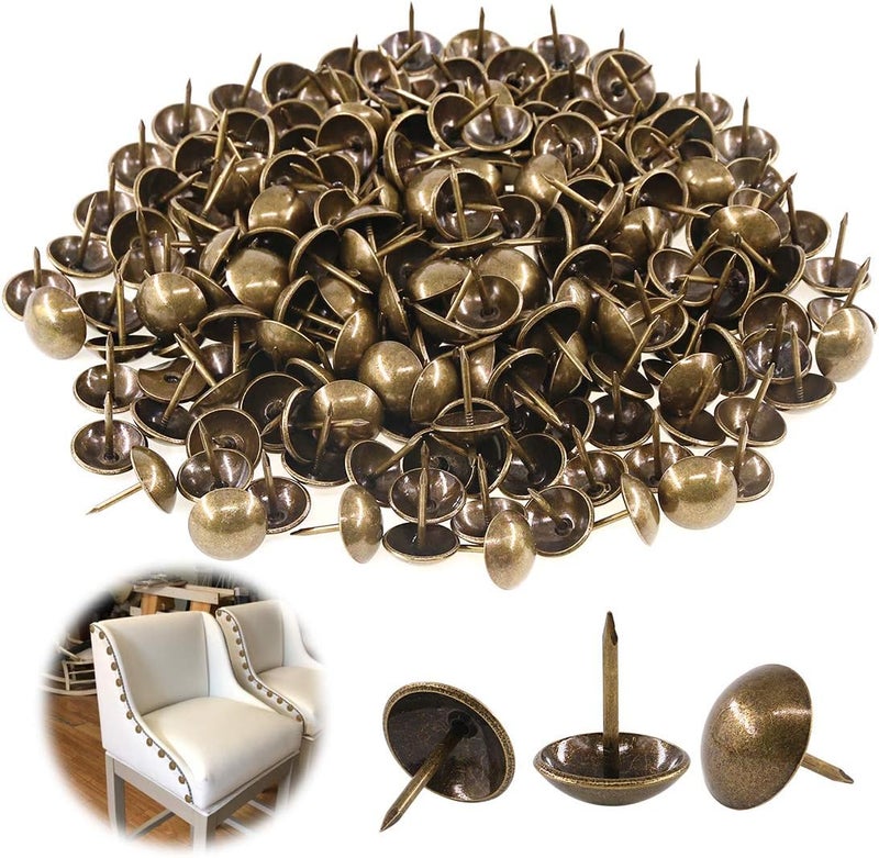 Keadic 250Pcs [ 5/8" in Diameter ] Antique Upholstery Tacks Furniture Nails Pins Assortment Kit for Upholstered Furniture Cork Board or DIY Projects - Bronze - Image 1