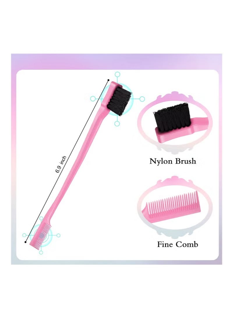 Hikma Beauty 3-Piece Slick Back Hair Brush Set Hair Brush Edge Control Brush Teasing Comb Rat Tail Comb for Women Baby Kids' Hair (Pink) - Image 4