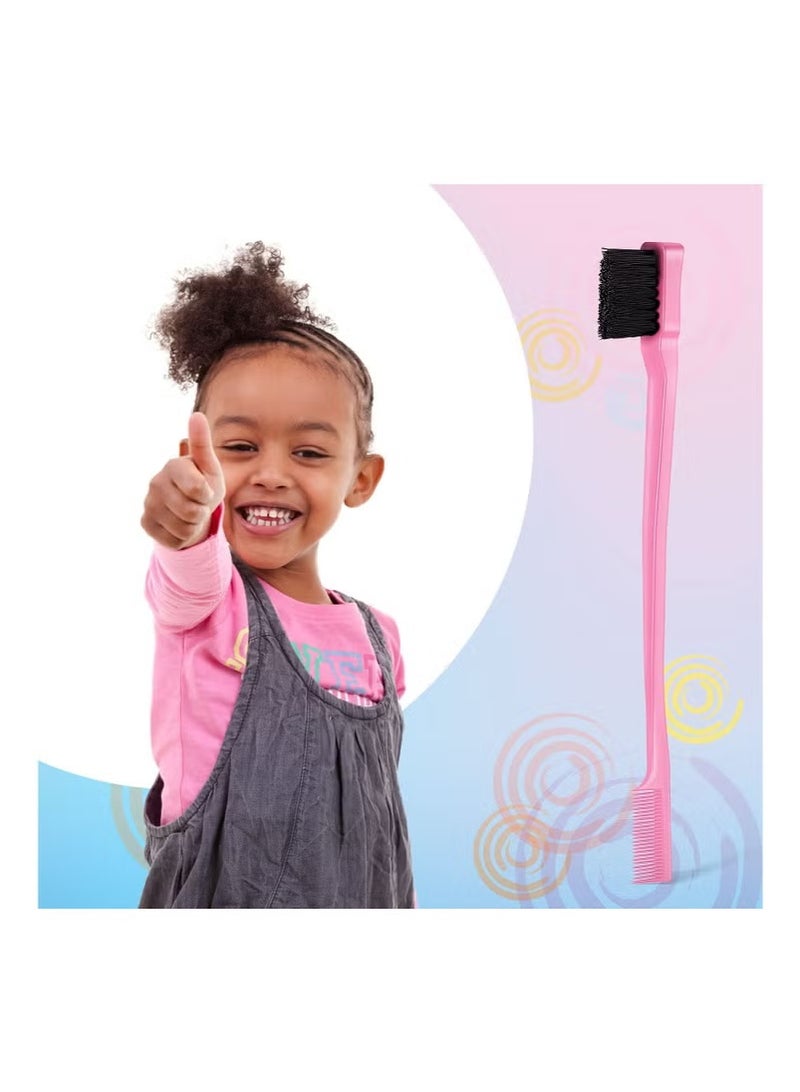 Hikma Beauty 3-Piece Slick Back Hair Brush Set Hair Brush Edge Control Brush Teasing Comb Rat Tail Comb for Women Baby Kids' Hair (Pink) - Image 2